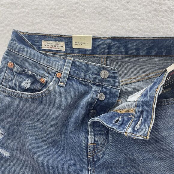 Levi's 501 '90s Jeans Women 26x30 Blue Straight Destroyed Button Fly Denim Big E - Picture 5 of 16
